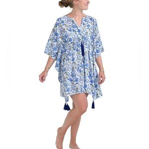 Women's Blue Short Caftan Cover-up